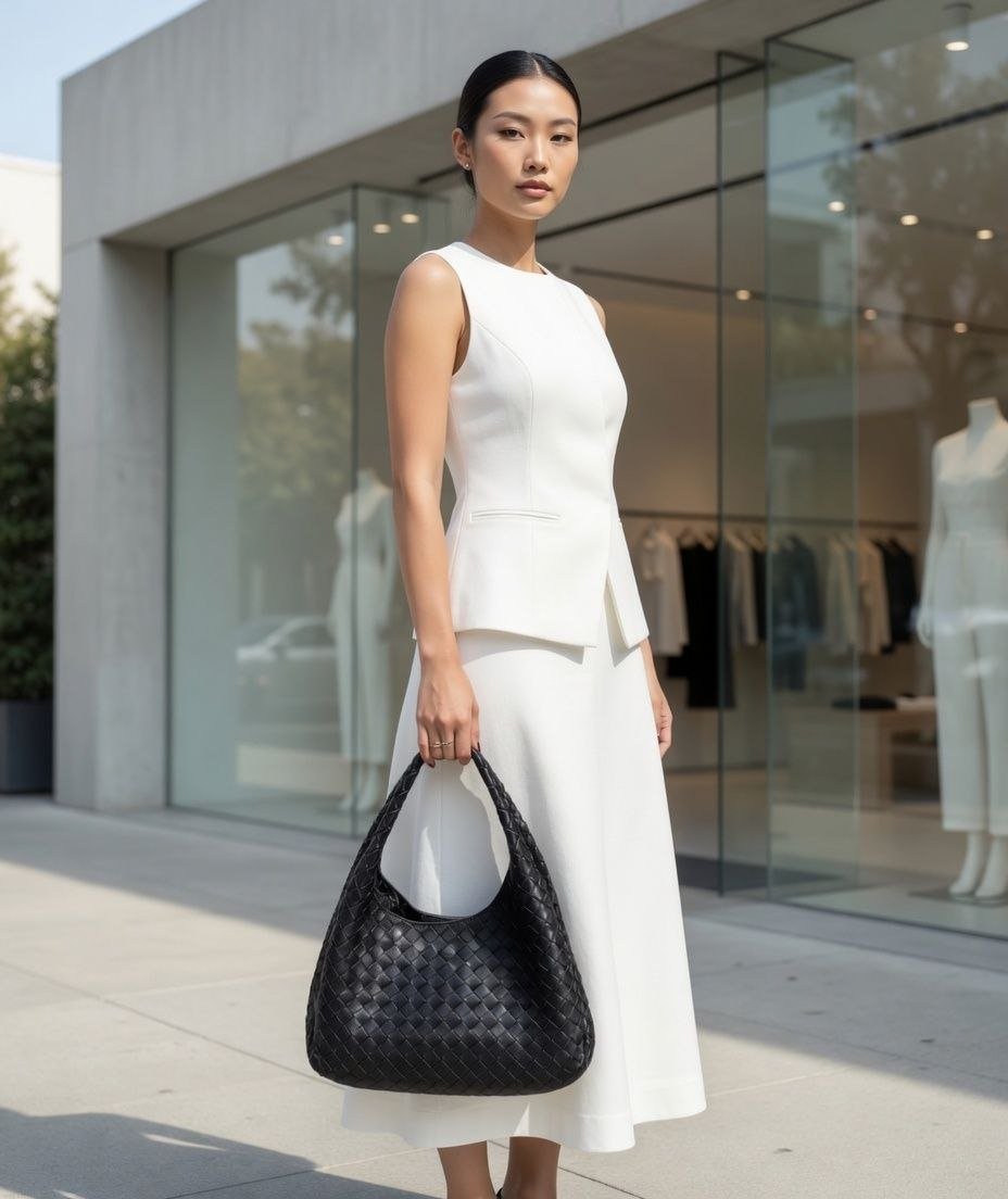 THB-05BK GAHYAKA BLACK COLOR WOVEN HIGH QUALITY LEATHER TOTE BAG