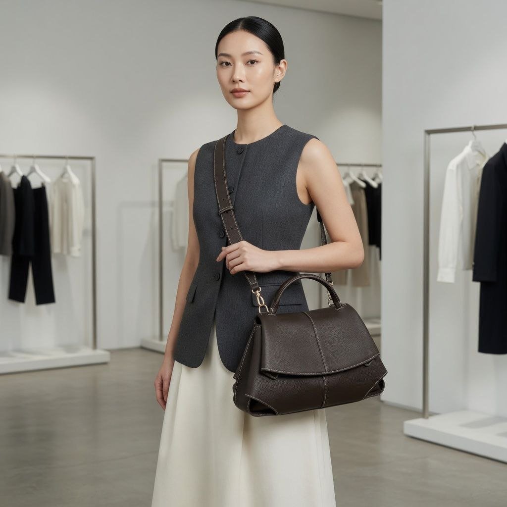 BTB-03DB KLOE IN DARK BROWN COLOR HIGH QUALITY LEATHER SHOULDER AND SLING BAG