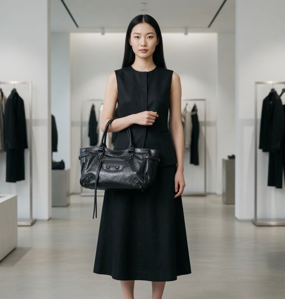 LDB-05BK REGINA BLACK COLOR HIGH QUALITY LEATHER TOTE BAG