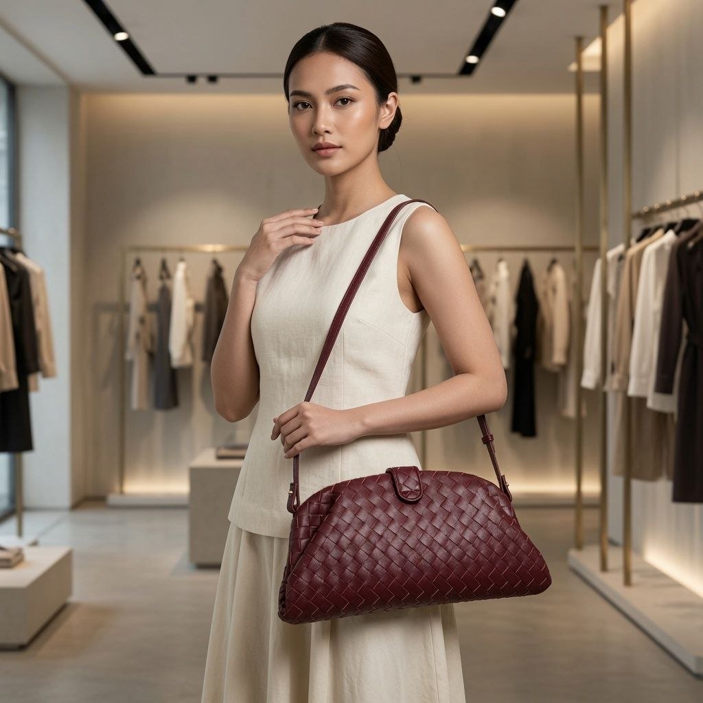 MCB-35AMR TALIA MAROON COLOR HIGH QUALITY LEATHER WOVEN SHOULDER AND SLING BAG