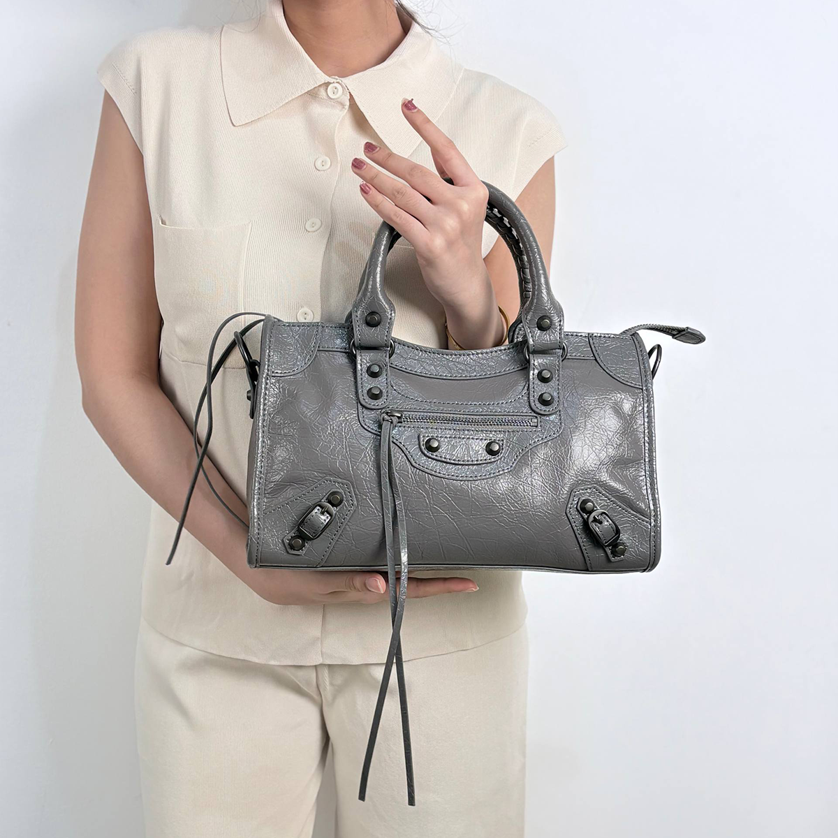 LDB-01GR KHOTA GREY COLOR HIGH QUALITY LEATHER SHOULDER AND SLING BAG
